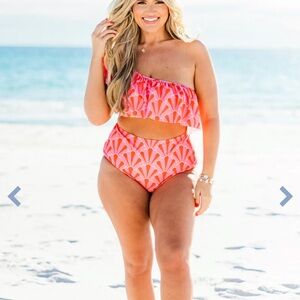 Chic Soul Pink and Orange high waisted BOTTOMS ONLY